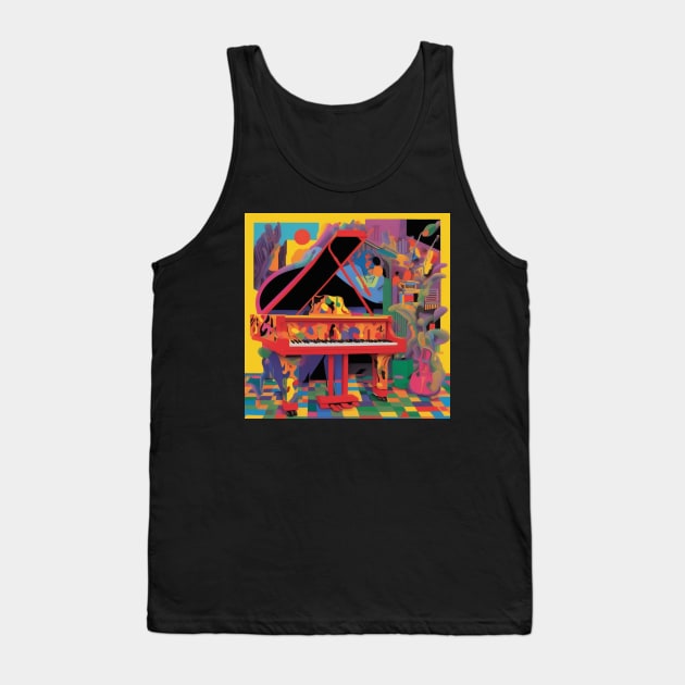 A Colorful Scene With A Grand Piano Tank Top by Musical Art By Andrew